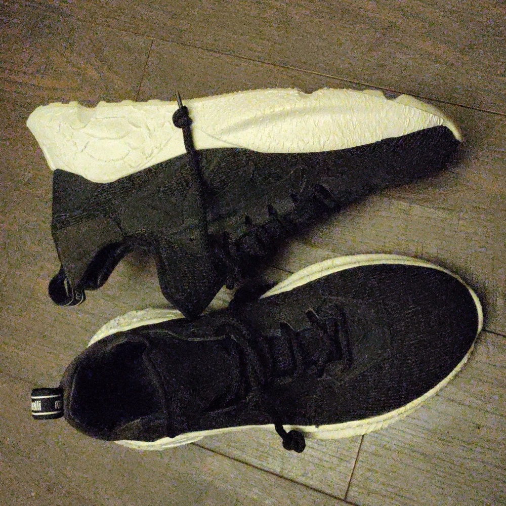 ROBERT CAVALLI Charcoal Knit Viper Chunky Sneakers